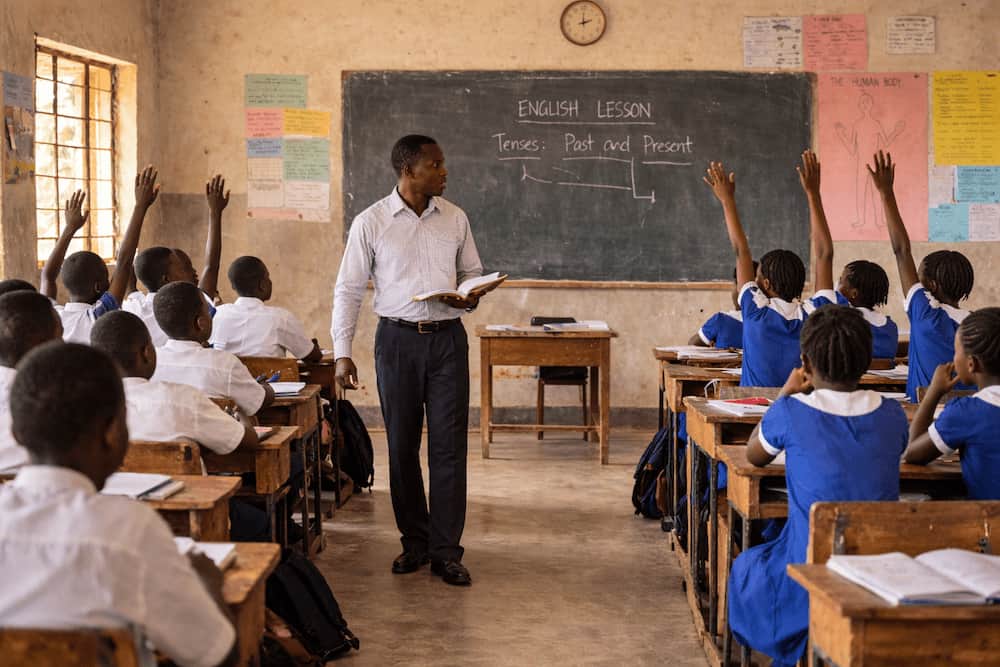 Classroom with girls participating