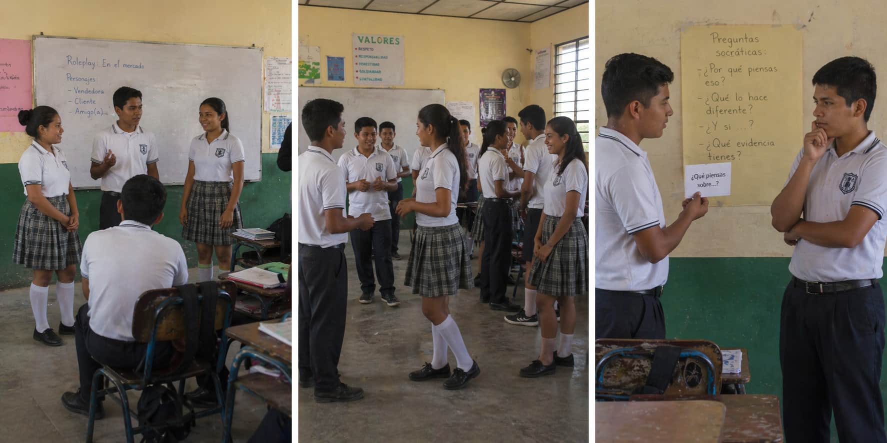 Three types of backup activity: story performance, mingling task, and Socratic questioning