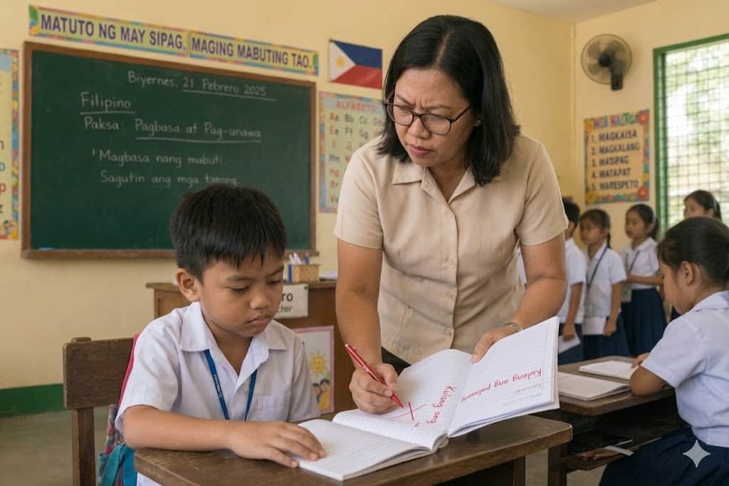 Teacher giving positive feedback